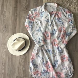 GAP Floral Drawstring Henley Shirtdress